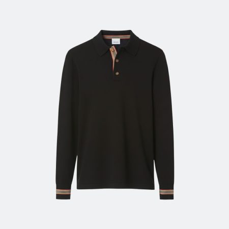 Burberry Icon Strip Detailed Black Wool Sweater