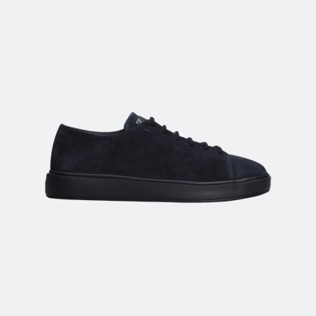 Santoni Laced-On Navy Blue Suede Men Sneakers