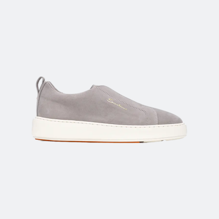Santoni Gray Suede Men Sneakers