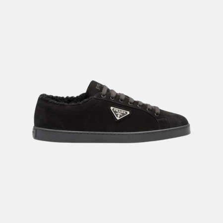 Prada Suede Black Men Low-Top Sneakers