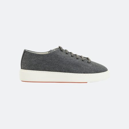 Santoni Low Top Fabric Grey Men Sneakers