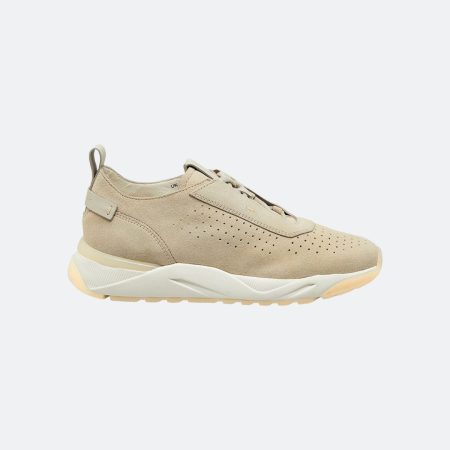 Santoni Low Top Soft Fabric Beige Sneakers