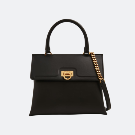 Dolce & Gabbana Trifolio Black Leather Large Top Handle/Shoulder Bag