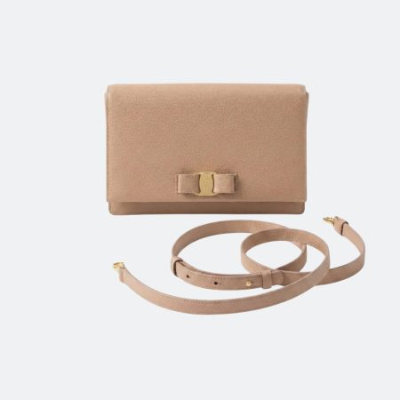 Ferragamo Vara Bow Flap Small Beige Shoulder Bag / Clutch