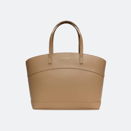 Ferragamo Beige Leather Tote Bag