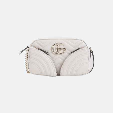 Gucci Marmont Small White Leather Shoulder Bag