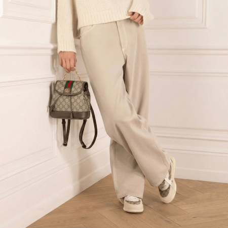 Gucci Ophidia Mini Beige-Brown Canvas Backpack