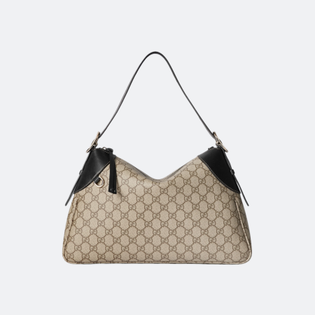 Gucci GG Emblem Medium Black Shoulder Bag in Monogram Canvas