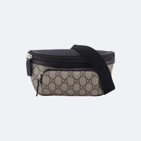 Gucci GG Supreme Canvas Beige-Black Unisex Belt Bag