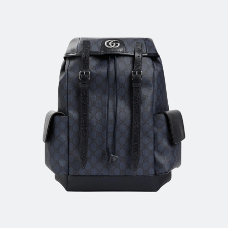 Gucci Supreme Monogram Blue Leather-Canvas  Backpack