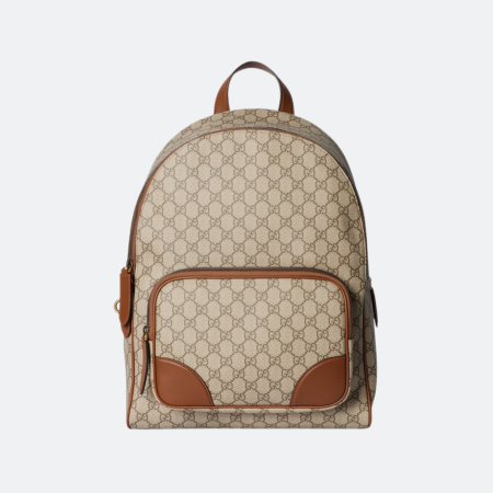 Gucci GG Emblem Beige-Brown Canvas Unisex Backpack
