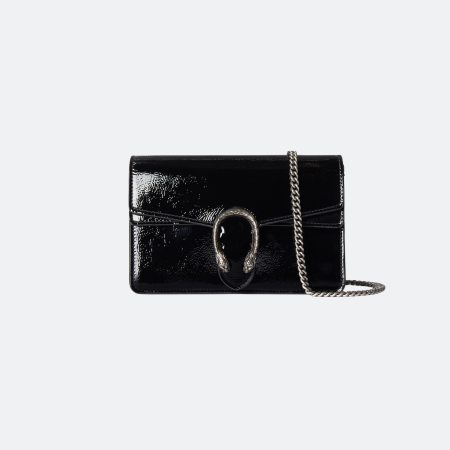 Gucci Dionysus Black Patent Leather Super Mini Shoulder Bag