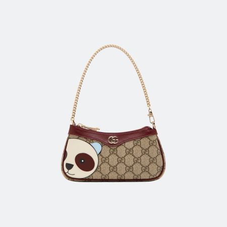 Gucci Mini Panda Beige-Burgundy Shoulder/Top-Handle Bag