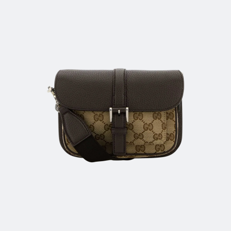 Gucci Buckle GG Jacquard Mini Bag in Beige/Brown