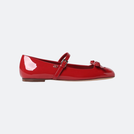 Valentino Garavani Red Patent Leather Ballerina Shoes