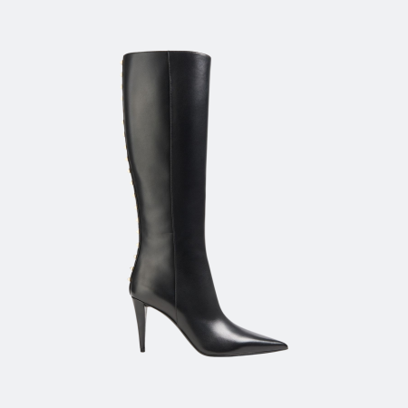 Valentino Garavani Rockstud Long Black Leather Boots