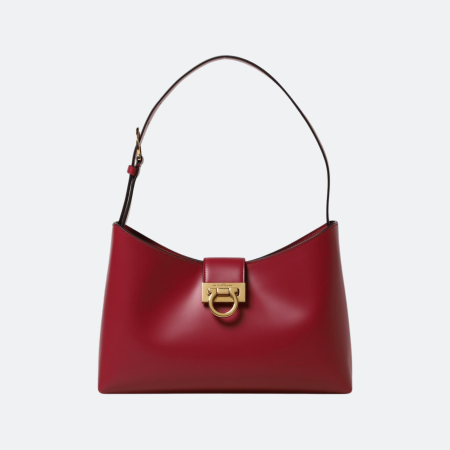 Ferragamo Trifolio Red Leather Top Handle Bag