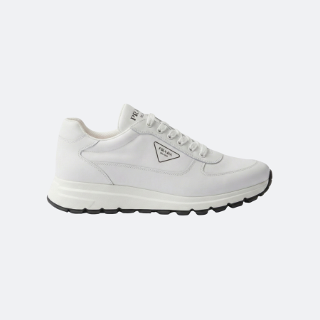 Prada Triangle Logo White Leather Men Sneakers