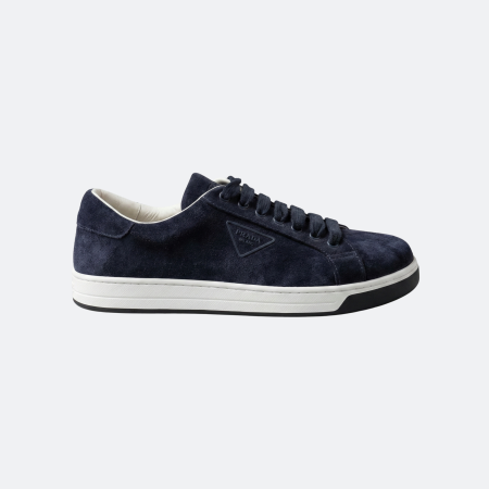 Prada Milano Suede Low-Top Men Sneakers – Navy Blue