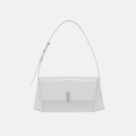 Ferragamo Geometric White Medium Leather Shoulder Bag