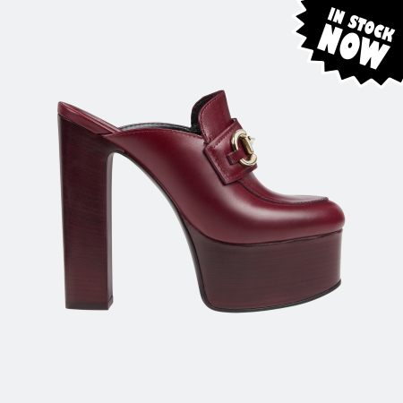 Gucci Burgundy Platform Mule With Horsebit (38-In Stock)
