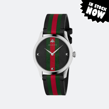 Gucci G-Timeless Web Stripe Watch (In Stock)