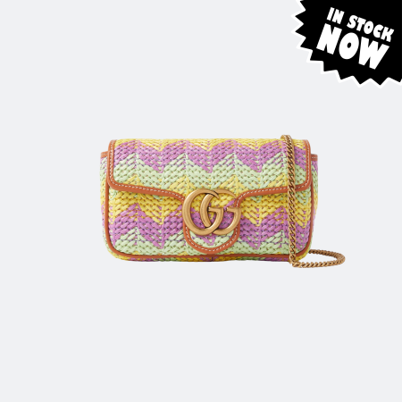 Gucci GG Marmont Mini Shoulder Bag (Multicolor Raffia) (In Stock)