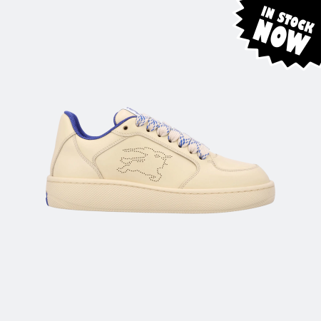 Burberry Equestrian Knight Vanilla Color Leather Sneakers for Women (38 - In Stock)