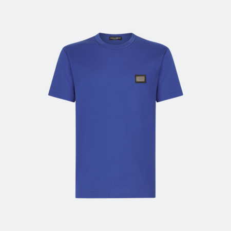 Dolce & Gabbana Blue Cotton T-shirt With Branded Tag