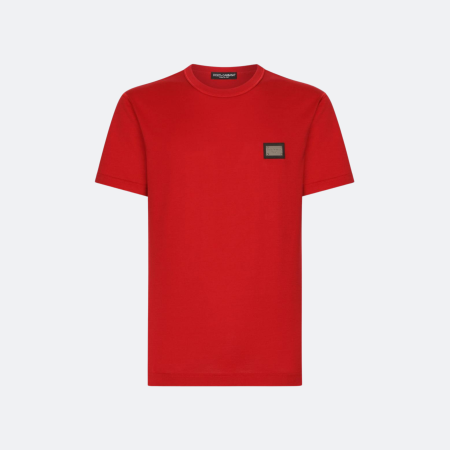 Dolce & Gabbana Red Cotton T-shirt With Branded Tag