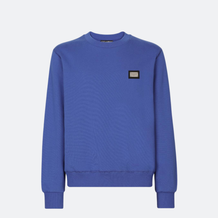 Dolce & Gabbana Blue Crew Nect Sweathshirt With Branded Tag