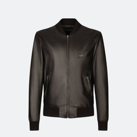 Dolce & Gabbana Leather Bomber Jacket – Black