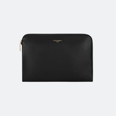 Dolce & Gabbana Black Calfskin Monreale Clutch With Logo for Men