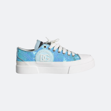 Dolce & Gabbana Portofino Blue Light Sneakers with DG Logo