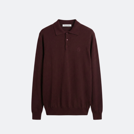 Trussardi Burgundy Long Sleeve Knit Polo Sweater