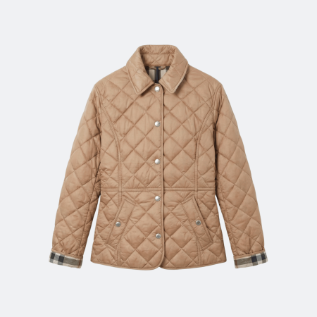 Burberry Women’s Diamond-Quilted Short Jacket in Warm Beige