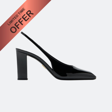 Prada Patent Leather Slingback Pumps - Black