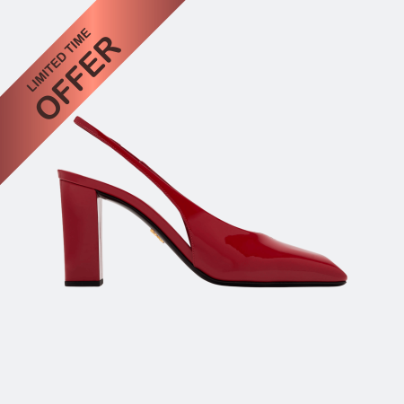 Prada Patent Leather Slingback Pumps - Cherry Red