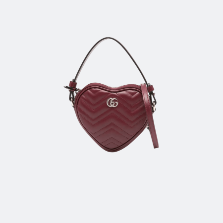 Gucci Mini GG Marmont Heart-Shaped Tote Bag - Burgundy