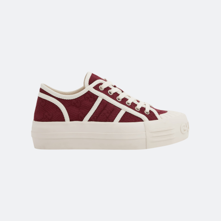 Gucci GG Canvas Platform Low-Top Sneaker - Red