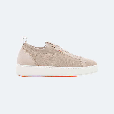 Santoni Luxury Knit Sneakers with Suede Panels - Sand