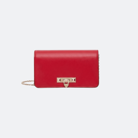 Valentino Garavani Red Rockstud Fierce Chain Pouch