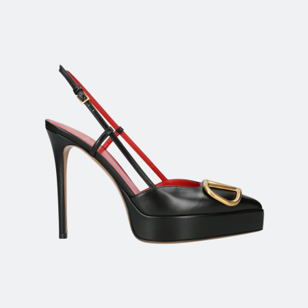 Valentino Garavani VLogo Signature Platform Slingback Pumps - Black