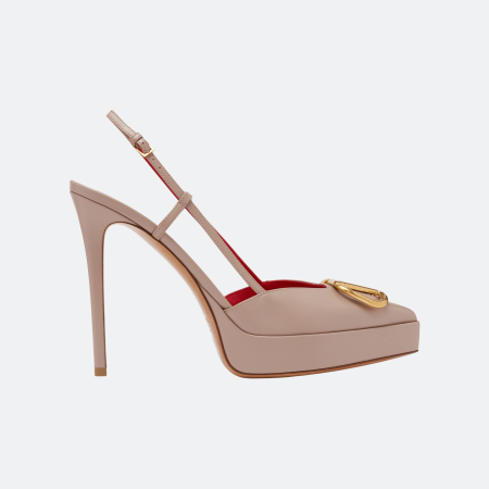 Valentino Garavani VLogo Signature Platform Slingback Pumps - Beige