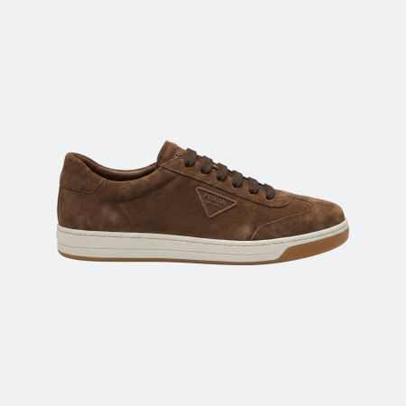 Prada Milano Suede Low-Top Men Sneakers – Camel