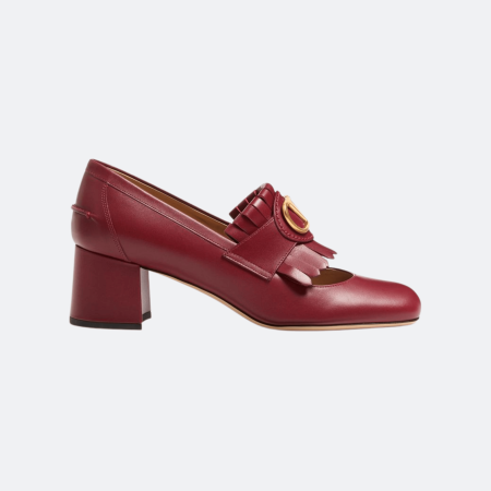Valentino Garavani VLogo Signature Fringe Mary Jane Pump – Burgundy