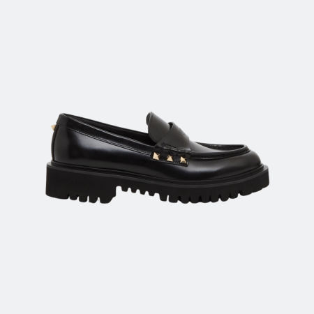 Valentino Garavani Rockstud Leather Lug-Sole Loafer – Black
