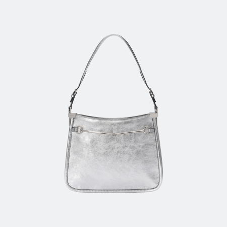 Gucci Horsebit Metallic Small Leather Shoulder Bag – Silver