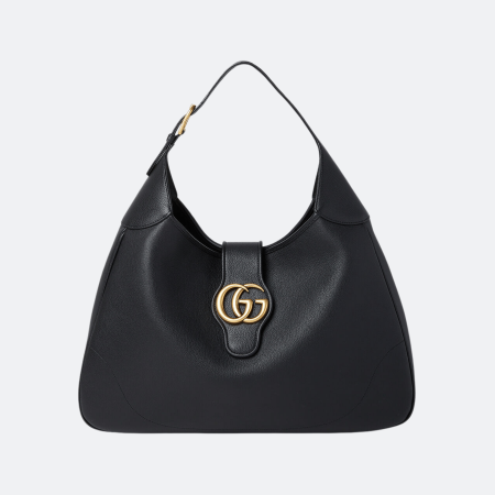 Gucci Leather Large Shoulder Bag with Interlocking GG – Black