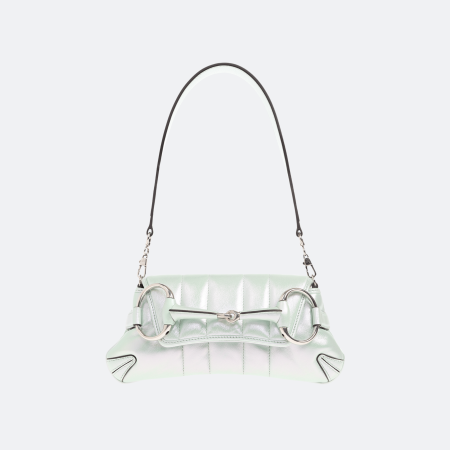 Gucci Horsebit 1955 Small Padded Shoulder Bag – Metallic Mint Leather